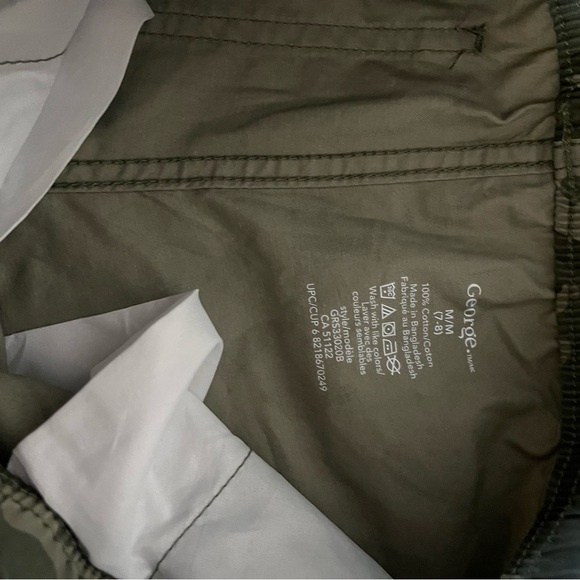 🌼 5/$25 George Boys Camo Cargo Shorts Green Gray Drawstring Waist Size 8 (M) - Picture 6 of 6